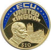 10 Dollars ECU - United Kingdom, Liberia, 2003 reverse image