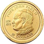10 Dollars - Pope John Paul II, Liberia, 2003 reverse image