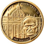 10 Dollars Pope John Paul II reverse image