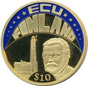 10 Dollars ECU - Finland, Liberia, 2004 reverse image