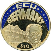 10 Dollars ECU - Germany, Liberia, 2004 reverse image