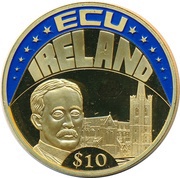 10 Dollars ECU - Ireland, Liberia, 2004 reverse image