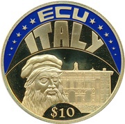 10 Dollars ECU - Italy, Liberia, 2004 reverse image