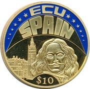 10 Dollars ECU - Spain, Liberia, 2004 reverse image