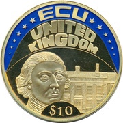 10 Dollars ECU - United Kingdom, Liberia, 2004 reverse image