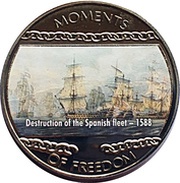 10 Dollars Destruction of the Spanish Fleet - 1588, Liberia, 2004 reverse image