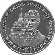 10 Dollars Ronald Reagan, Liberia, 2004 reverse image