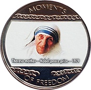 10 Dollars Mother Theresa Nobel Peace Prize - 1979, Liberia, 2004 reverse image