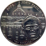 10 Dollars Pope John Paul II, Liberia, 2005 reverse image