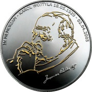 10 Dollars Death of John Paul II, Liberia, 2005 reverse image