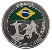 10 Dollars Brazil, Liberia, 2005 reverse image