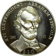 10 Dollars Abraham Lincoln, Liberia, 2006 reverse image