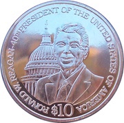 10 Dollars Ronald Reagan, Liberia, 2006 reverse image