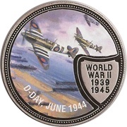 10 Dollars D-Day, Liberia, 2014 reverse image