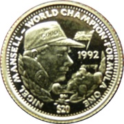 20 Dollars Nigel Mansell, Liberia, 1992 reverse image