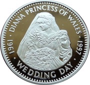 20 Dollars Princess Diana-Wedding Day, Liberia, 1997 reverse image