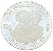 20 Dollars Diana and The Queen Mother, Liberia, 1997 reverse image