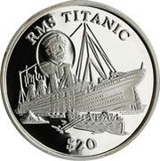 20 Dollars RMS Titanic, Liberia, 1998 reverse image