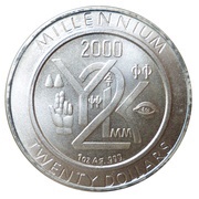 20 Dollar Millennium, Liberia, 1999 reverse image