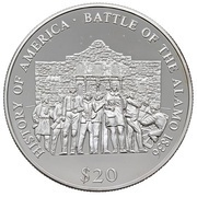 20 Dollars Battle of the Alamo, Liberia, 2000 reverse image
