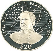 20 Dollars Admiral David G. Farragut, Liberia, 2000 reverse image