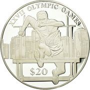 20 Dollars XXVII Olympic Games - Steeplechase, Liberia, 2000 reverse image