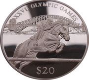 20 Dollars XXVII Olympic Games - Equestrianism, Liberia, 2000 reverse image