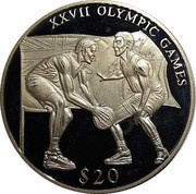 20 Dollars XXVII Olympic Games - Basketball, Liberia, 2000 reverse image