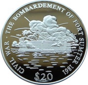 20 Dollars Fort Sumter, Liberia, 2000 reverse image