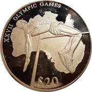 20 Dollars XXVII Olympic Games - High jump, Liberia, 2000 reverse image