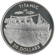 20 Dollars Titanic, Liberia, 2000 reverse image