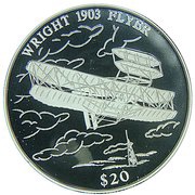 20 Dollars Wright Flyer, Liberia, 2000 reverse image