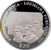 20 Dollars Louisiana Purchase, Liberia, 2000 reverse image