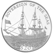 20 Dollars HMS Sovereign of the Seas, Liberia, 2000 reverse image