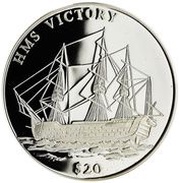 20 Dollars HMS Victory, Liberia, 2000 reverse image