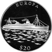 20 Dollars Europa, Liberia, 2000 reverse image