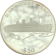 20 Dollars R.M.S. Queen Mary, Liberia, 2000 reverse image