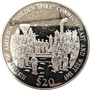 20 Dollars Railroad "Golden Spike", Liberia, 2000 reverse image
