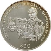 20 Dollars History of America - Great Depression, Liberia, 2000 reverse image