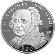 20 Dollars John Adams, Liberia, 2000 reverse image