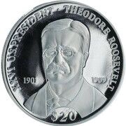 20 Dollars Theodore Roosevelt, Liberia, 2000 reverse image