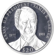 20 Dollars James E. Carter, Liberia, 2000 reverse image