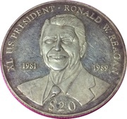 20 Dollars Ronald W. Reagan, Liberia, 2000 reverse image