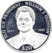 20 Dollars William J. Clinton, Liberia, 2000 reverse image