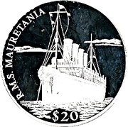 20 Dollars R.M.S. Mauretania, Liberia, 2000 reverse image