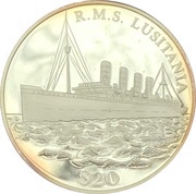 20 Dollars R.M.S. Lusitania, Liberia, 2000 reverse image
