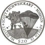 20 Dollars Apollo IX, Liberia, 2000 reverse image
