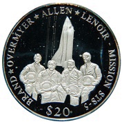 20 Dollars Space Shuttle Mission STS-5, Liberia, 2000 reverse image