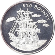 20 Dollars H.M.S. Bounty, Liberia, 2000 reverse image