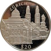 20 Dollars Zurich, Liberia, 2000 reverse image